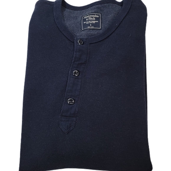 Abercrombie Navy Thermal Henley Shirt Men Small - Picture 4 of 5
